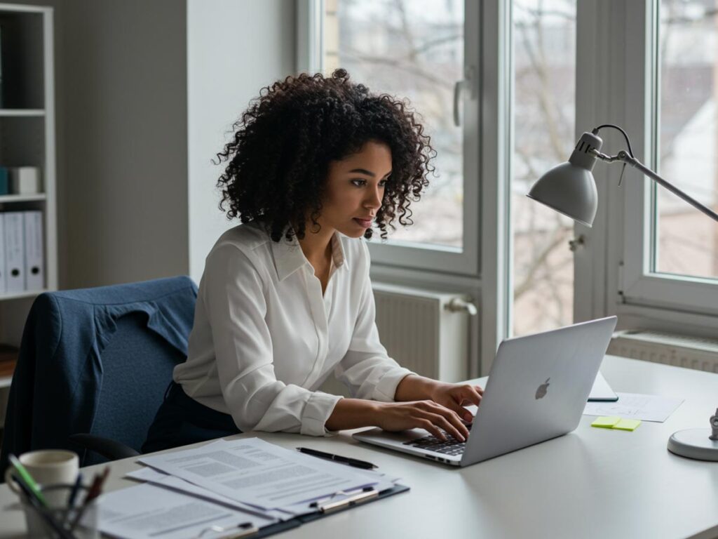 a woman researching for local citations